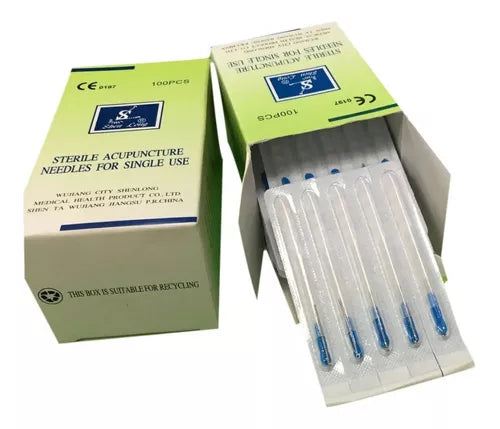 Agujas Acupuntura Punción Seca 0.25x25 mm C/tubo Guía 100 Un